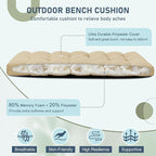 downluxe Outdoor Bench Cushion for Patio Furniture, Water Resistant Tufted Overstuffed Porch Swing Cushions, Thick Outdoor Loveseat Cushions, 59" x 18" x 5", Khaki, Set of 1