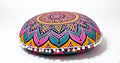 CRAFT KALA 22" Round Mandala Boho Pillow Cover Meditation Room Seating Poufs Cover for Living Room Yoga Room Home Bedroom Balcony Garden Party Decoration Cotton Floor Cushion Cover 22", New Pink Ombre