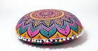 CRAFT KALA 22" Round Mandala Boho Pillow Cover Meditation Room Seating Poufs Cover for Living Room Yoga Room Home Bedroom Balcony Garden Party Decoration Cotton Floor Cushion Cover 22", New Pink Ombre