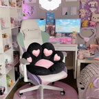 Ditucu Cat Paw Cushion Kawaii Chair Cushions 31.4 x 27.5 inch Cute Stuff Heart-Shaped Seat Pad Comfy Lazy Sofa Office Floor Pillow for Gaming Chairs Room Decor Black