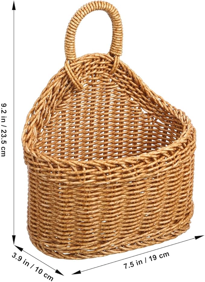 DOITOOL Woven Hanging Storage Basket 9.64X7.48X3.93In Kitchen Wall Basket for Ginger Garlic Onion Storage and Decorative Organization