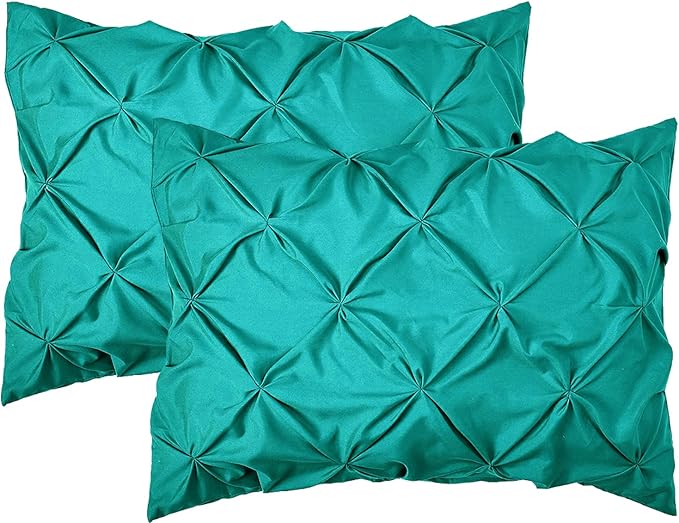 Elegant Comfort 2-Pack Sham Set Pinch Pleat Design, 1500 Premium Hotel Quality Microfiber, Stylish Design-Easy Care, Wrinkle and Stain Resistant, 2-Piece Sham Set, Pleated King, Turquoise