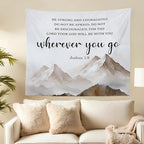 MNASAIOO Christian Mountian Lord Wall Tapestry Hanging for Bedroom, Bible Verse Scripture Joshua 1:9 Tapestries, Watercolor Religious Wall Decor Banner for Living Room Prayer Room Church 50x60in
