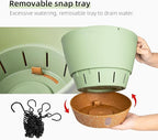 QCQHDU 2 Pack 10 Inch Hanging Planters for Indoor Outdoor Plants, Hanging Baskets Flower Pots with Reservoir Tray & Visible Water-Level