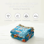 MSGKV Throw Blanket for Bed Cotton Cute Ocean Animals Twin Size Couch Blanket 60"x80" Muslin Spring Breathable All Seasons Lightweight Farmhouse Home Decor