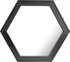 Stonebriar Decorative 24" Hexagon Wall Mirror with Black Wood Frame and Attached Hanging Bracket, Decorative Country Rustic Decor for the Living Room, Bedroom, Bathroom, Hallway, and Entryway