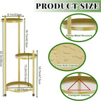 3 Tier Plant Stand Indoor Tall, Black Corner Tiered Round Plant Stand for Indoor Multiple Plants, Metal Flower Pot Stands Outdoor Holders Plant Shelf Display Rack for Balcony Living Room (3 Tier-Golden)