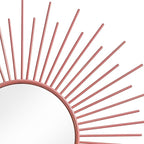 3 Pack Metal Mirrors for Wall Sunburst Wall Mirrors Home Décor Decorative Hanging Wall Art for Living Room Bedroom Entryway (Pink, Sunburst)