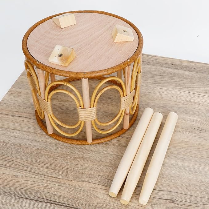 2Pcs Rattan Plant Stand Indoor Planter: Handmade Boho Wricker Plant Stand - Large Floor Planter Riser Mid Century Plant Holder for Flower Pots