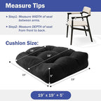 Outdoor Chair Cushions Set of 4, Patio Chair Cushions with Ties,19x19+5” Tufted Outdoor Seat Cushions, Waterproof Patio Furniture Cushions, Outdoor Dining Chair Pads, Black
