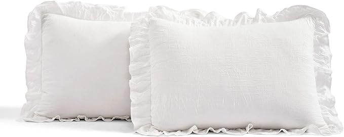 Lush Decor Ruffle Skirt Bedspread Set - 3-Piece Luxurious Farmhouse Bedding - Elegant Ruffle Detail - Timeless Style - Soft Lightweight Sheets - Full, White