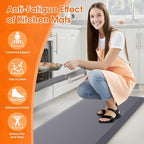 Kitchen Mat, Cushioned Thick Floor Comfort Mat, with Non-Slip Bottom, Waterproof & Stain Resistant & Easy Clean, Standing Desk Mat for Kitchen, Sink, Office (17.3''x60'', Grey)