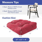 Outdoor Chair Cushions Set of 2, Patio Chair Cushions with Ties, 17x17+4” Tufted Outdoor Seat Cushions, Waterproof Patio Furniture Cushions, Outdoor Dining Chair Pads, Burgundy