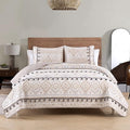 HORIMOTE HOME Boho Style Beige King Quilt Set with Tassle, Soft and Lightweight Bedspread for All Season, King Size Bed Coverlet with 2 Matching Pillow Shams (3 Piece)