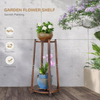 2 Tier Round Plants Stand Pedestal Indoor ,Wood Single Plant Shelf Corner,12 Inch Plant Pot Holder Rack ,Tall Flower Stands Shelves for Living Room Patio Balcony Outdoor,Rustic,Walnut