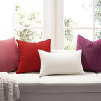 Softalker Throw Pillow Covers 20x20 Inch, Set of 2, Soft Corduroy Boho Stripe Decorative Pillow Cover, Couch Fluffy Pillow Cover for Farmhouse Home Decor Bed Living Room, Red