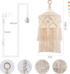 Boho Plug in Pendant Light, Hanging Light with Plug in Cord, Hanging Lamp with Handmade Macrame Lamp Shade, Boho Plug in Hanging Light Fixtures for Living Room Bedroom Decor