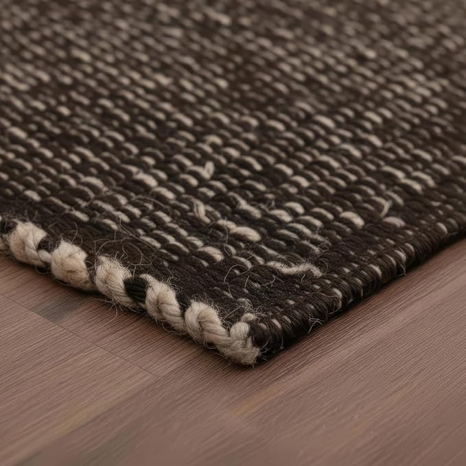Brown Jute & Cotton Braided Rug Rectangle 2' x 3' – Reversible Soft Accent Rug for Entryway, Kitchen, Bathroom