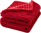 MIULEE Red Fleece Blanket with Stripe Pattern Fuzzy Flannel Soft Warm Throw Blanket Plush Cozy Christmas Boho Decor 30"x40"