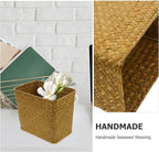 Luxshiny Sea Grass Baskets for Storage Seagrass Waste Basket, Woven Trash Can Wastebasket Garbage Bin Wicker Rattan Laundry Hamper Plant Pot Storage for Kitchen Home Office