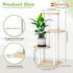 Plant Stand Indoor, 4 Tier Thickened Metal Corner Plant Shelf for Multiple Plants, Indoor Plants Tiered Flower Pot Stand for Patio Garden Balcony Living Room Bedroom (White Oak)