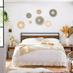 7PCS Boho Wall Baskets Set, Boho Wall Decor, Round Handmade Seagrass Rattan Wicker Wall Art Room Decor Hanging Wall Basket Decor for Farmhouse Living Room Bedroom Display Table Kitchen Home (Black)