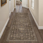 2x6 Washable Runner Rug for Hallway Kitchen Vintage Brown Non Slip Low Pile Carpet Traditional Retro Soft Throw Rug for Bathroom Bedroom Entryway Indoor Entrance