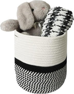 Decorative Baskets for Plants| 9- & 11-inch Pots for Indoor Plants | Floor Planter Pot Cover | Rope Plant Basket for Indoor (Medium 11" Round, Ivory/Black)