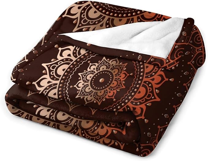 Mandala Throw Blanket Enclosing Magic Circle Egyptian Folkloric Culture Pattern Blanket for Sofa Bed Couch Chair Or Dorm 70"x80"