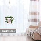 Giant XXL 55 Inches Macrame Planter Hanger Large for 15 inch Pot + Swag Hook | Extra Large Hanging Planter for Indoor Plants | No Pot/Plant Included (XXL)