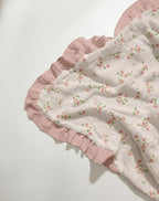 Muslin Ruffled Baby Blanket, Extra Large 52 x 52 Inches, Soft Breathable Cotton Crib Blanket for Newborn Infant Toddler (Rosy-Ruffled, Printed)