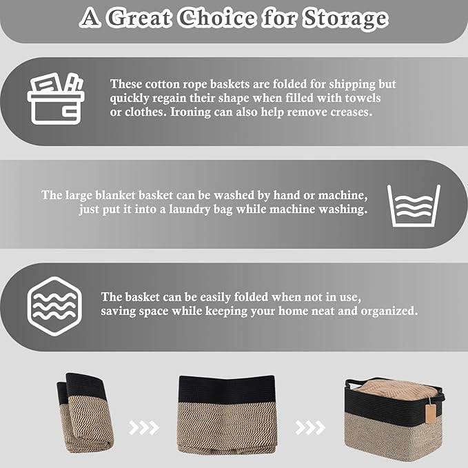 Goodpick Woven Storage Baskets for Organizing, 18" x 14" x 12" Wicker Laundry Basket for Shoes,Towel, Blanket Basket for Living Room, Toy Baskets Storage Kids with Handles