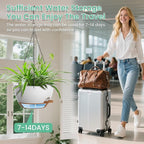 Set of 3-10 Inch Self Watering Hanging Planters for Indoor Outdoor，Hanging Plant Pots with Drainage & Removable Tray, Hanging Pots Holder for Pothos Plant, Ferns, Balcony & Patio,White with Brown