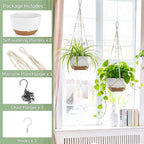Mkono Set of 3-10 Inch Hanging Planters for Indoor Plants with Self Watering, Outdoor Hanging Plant Pot with Macrame Plant Hangers, 2 Kinds Hanging Basket for Garden Home Ceiling Window Decor