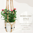 BB FUN HOUSE Plant Hanger Indoor Hanging Planter Basket with Wood Beads Decorative Flower Pot Holder No Tassels for Indoor Outdoor Boho Home Decor 35 Inch (POTS NOT Included)