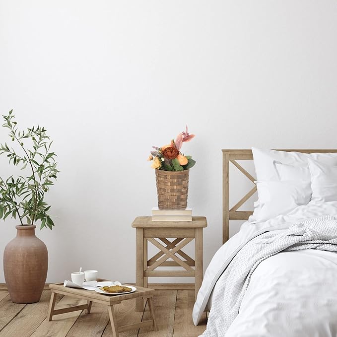 Woven Storage Baskets Wood Woven Flower Basket with Single Handle Woven Hanging Storage Basket Decorative Wall Basket Organizer for Farmhouse Wall Decor Coffee Hanging Wall Vegetable Baskets