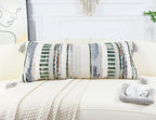 Chenille and Cotton Long Pillow for Bed, Striped Textured Boho Lumbar Throw Pillow Cover 12x36, Neutral Accent Decorative Extra Long Body Pillow Case for Couch, Sofa, Bedroom, Sage Green