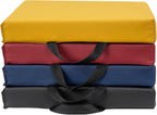 FDP SoftScape 12 inch Square Toddler Floor Cushions with Handles Flexible Seating for Daycare, Preschool, Playroom 1.5 inch Deluxe Foam (4-Piece) - Volcano