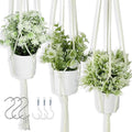 3 Pack Artificial Hanging Plants Indoor with Macrame Hangers – Fake Hanging Plants Set with Handmade Boho Plant Hangers & Hooks for Home, Kitchen, Office Décor