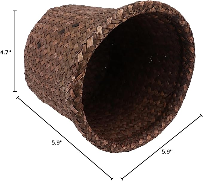 6 inch Seagrass Planter Basket, rattan plant basket Woven Flower Plant Pot Plant Container Flower Pot Cover, Stylish Planter Baskets for Indoor Plants- wicker storage bins S woven plant basket