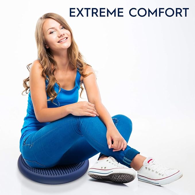 Bouncyband – Wiggle Seat – 10 Pack – Blue, 13” D – Large Sensory Cushion for Kids Ages 6-18+ – Promotes Active Learning, Improves Student Productivity, Includes Easy-Inflation Pump