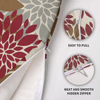 Brown Red Pillow Covers 22X22 Inch Set of 2, Dahlia Flower Spring Summer Floral Cream Decorative Throw Pillow Covers Outdoor Modern Farmhouse Cushion Case for Home Couch Sofa Bed Decor