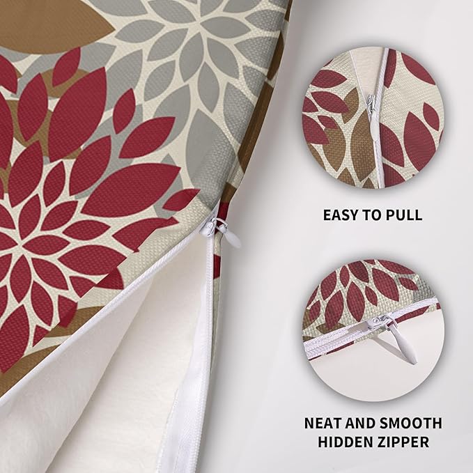 Brown Red Pillow Covers 18X18 Inch Set of 2, Dahlia Flower Spring Summer Floral Cream Decorative Throw Pillow Covers Outdoor Modern Farmhouse Cushion Case for Home Couch Sofa Bed Decor