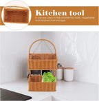 OUNONA Wall-Mounted Imitation Rattan Woven Basket 14.96X8.26X4.72In Hanging Storage Organizer for Kitchen Bathroom Fruits Vegetables Toiletries Space-Saving