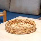 KINGWILLOW, Handmade Round Fruit Bowl Woven with Gourd Grass for Home Decor and Fruit Serving (Large)