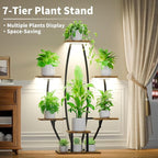 JUSTOGO Plant Stand Indoor with Grow Lights - 7 Tiered Large Plant Shelf Indoor, 47" Corner Plant Stands for Indoor Plants Multiple, Metal Plant Rack Flower Holder Display for Living Room, Home Decor