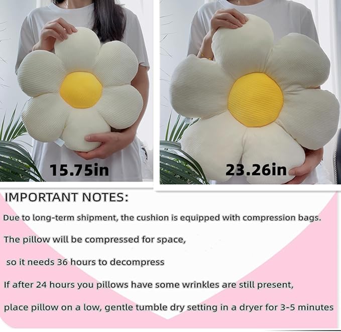 Flower-Shaped Throw Pillow Cushion Flower Pillow Soft Seating Plush Pillow 23.62" Yellow Floor Pillows Home Decorative Seating Cushions