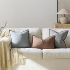 24x24 Linen Pillow Covers Steel Blue Pack of 2 Farmhouse Boho Neutral Accents Striped Textured Square Decorative Throw Pillow Cases for Living Room Couch Bed Home Decor