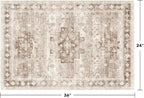 Boho Bathroom Rugs - Washable Non-Slip Soft Low Pile Area Rug for Entryway, Kitchen, and Indoor Spaces - Modern Farmhouse Design, Perfect for Boho Décor (2x3 Beige/Latte)