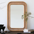Micasso Handmade Rattan Mirror for Wall: 24"x36" Solid Wood Frame Bamboo Mirror - Distressed Finish Suit for Natural Style - Rustic Shabby Chic Wicker Mirrors for Farmhouse/Entryway for Nature Lovers